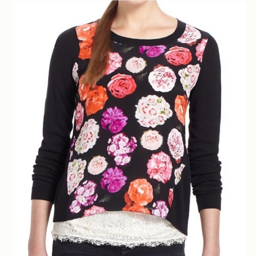 SOLD! Anthro Moth Rose Snapshot Sweater sz S - Picture 1 of 6